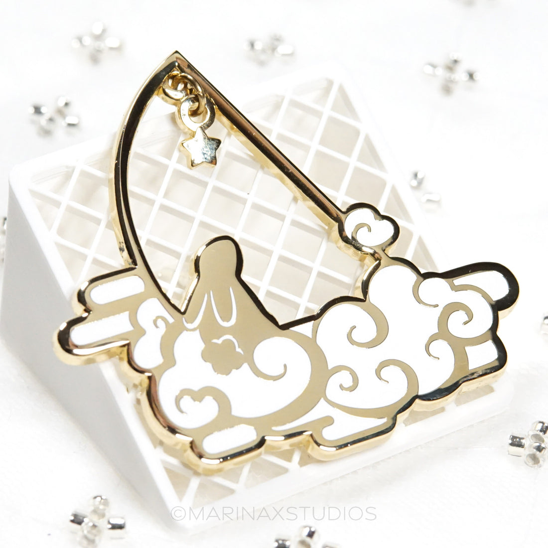 Half Moon Bunny Enamel Pin