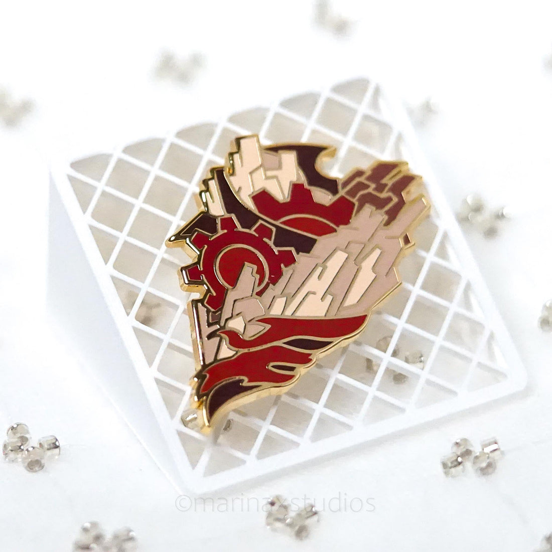 Red Gear Enamel Pin