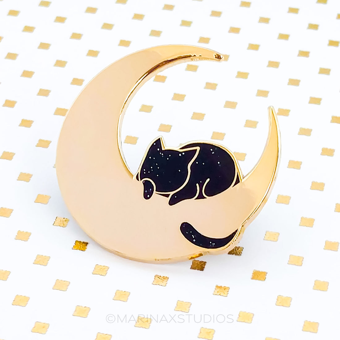 Cat on the Moon Enamel Pin